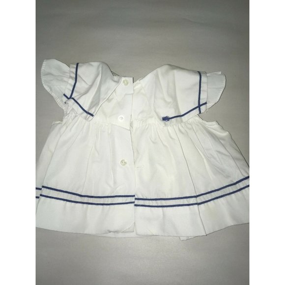 Vintage Baby SunDress0-6 Months - White Sailor Style White BlueRed - Picture 2 of 3